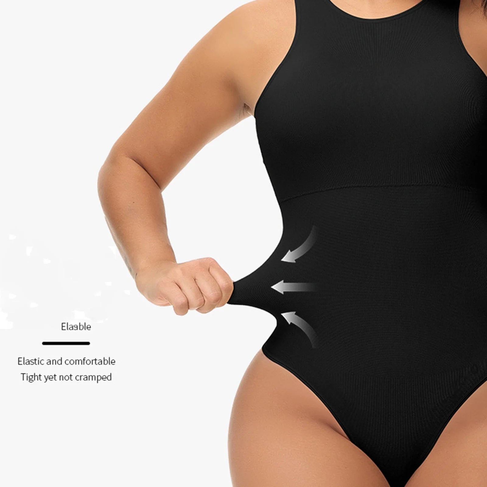 Womens Shapewear Bodysuit, High Compression Crew Neck Seamless Tight Fit Tummy Control Comfortable Jumpsuit Black XS