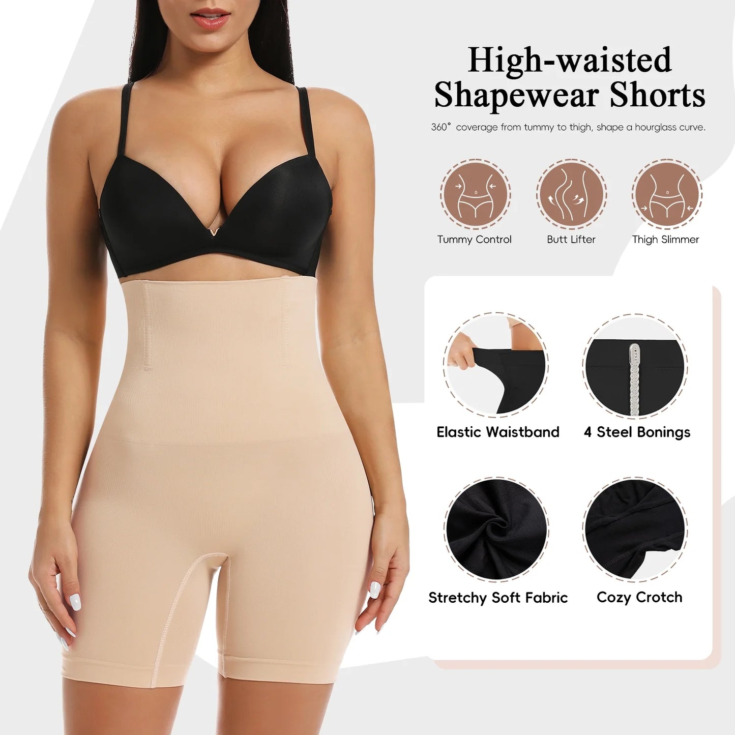 Women'S Shapewear Shorts High Waist Tummy Control Body Shaper Thigh Slimmer Slimming Panties