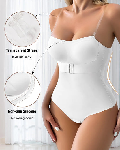 Strapless Shapewear Bodysuits for Women Tummy Control Shapewear Thong Bodysuit with Built in Bra Body Shaper