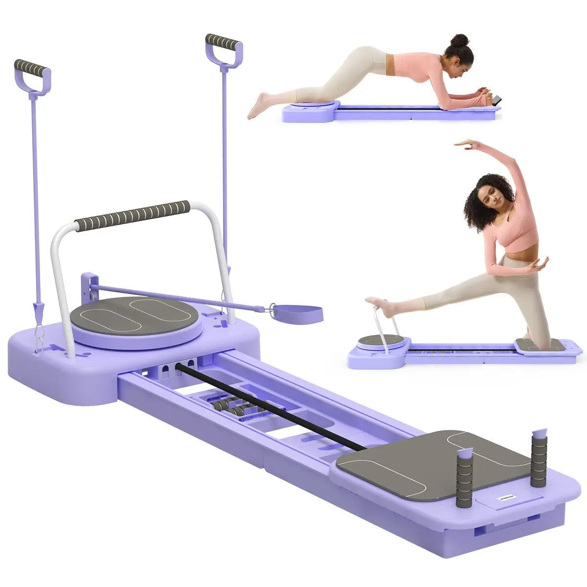 HOTWAVE Portable Pilates Reformer, 7-In-1 Pilates Board for Home Gym, Foldable Machine with High-Strength Steel Rails 440Lbs Max Capacity, Adjustable 20Lbs & 60Lbs Resistance Bands, Professional Full-Body Sculpting Equipment Summerwins