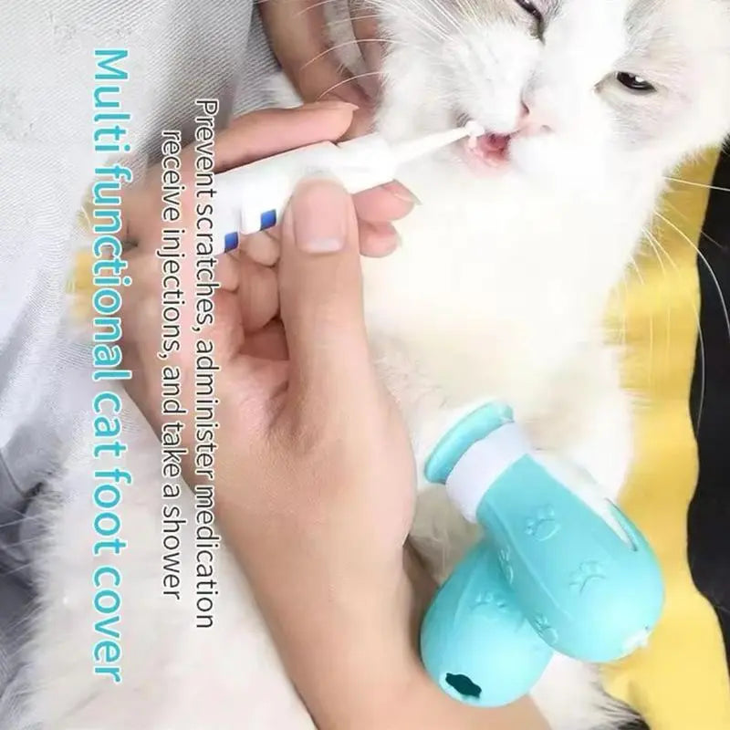 Cat Bathing Shoes - Set of 4 Pairs, Silicone Paw Protectors for Grooming Dogs and Cats - Safeguards Paws During Baths, Prevents Scratching, Safe and Reliable