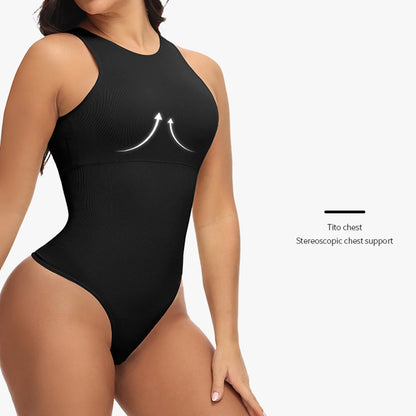 Womens Shapewear Bodysuit, High Compression Crew Neck Seamless Tight Fit Tummy Control Comfortable Jumpsuit Black XS
