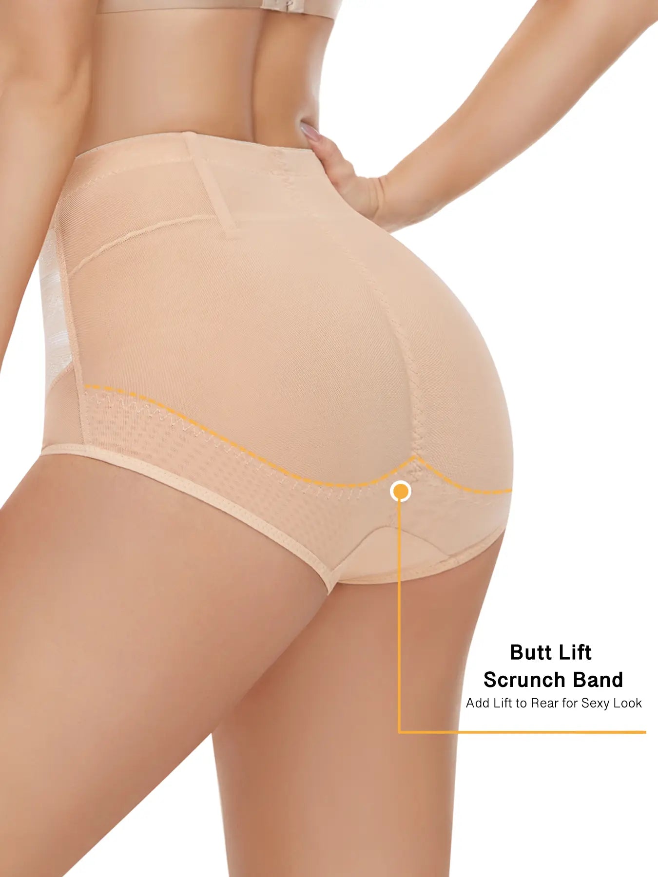 JUQDNX Mesh Stitching Shaping Panties Tummy Control Thong for Women Soft Breathable Fabric Butt Lift & Shape Beige Striped Design Halloween & Black Friday - Bridal