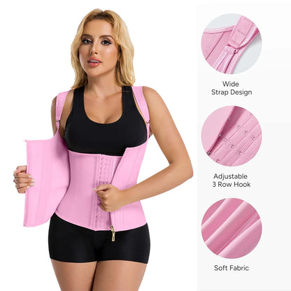 1 Pack Adjustable Waist Trainer Shapewear for Women | Tummy Control Faja Corset with Front & External Zipper | Steel Bone Hourglass Body Shaper plus Size