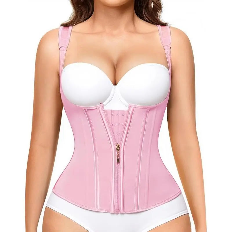 1 Pack Adjustable Waist Trainer Shapewear for Women | Tummy Control Faja Corset with Front & External Zipper | Steel Bone Hourglass Body Shaper plus Size