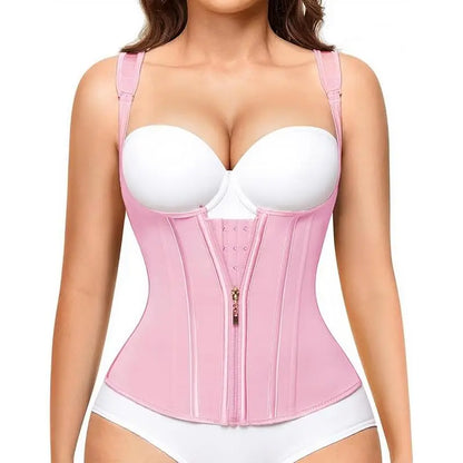 1 Pack Adjustable Waist Trainer Shapewear for Women | Tummy Control Faja Corset with Front & External Zipper | Steel Bone Hourglass Body Shaper plus Size