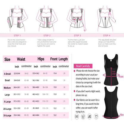 1 Pack Adjustable Waist Trainer Shapewear for Women | Tummy Control Faja Corset with Front & External Zipper | Steel Bone Hourglass Body Shaper plus Size