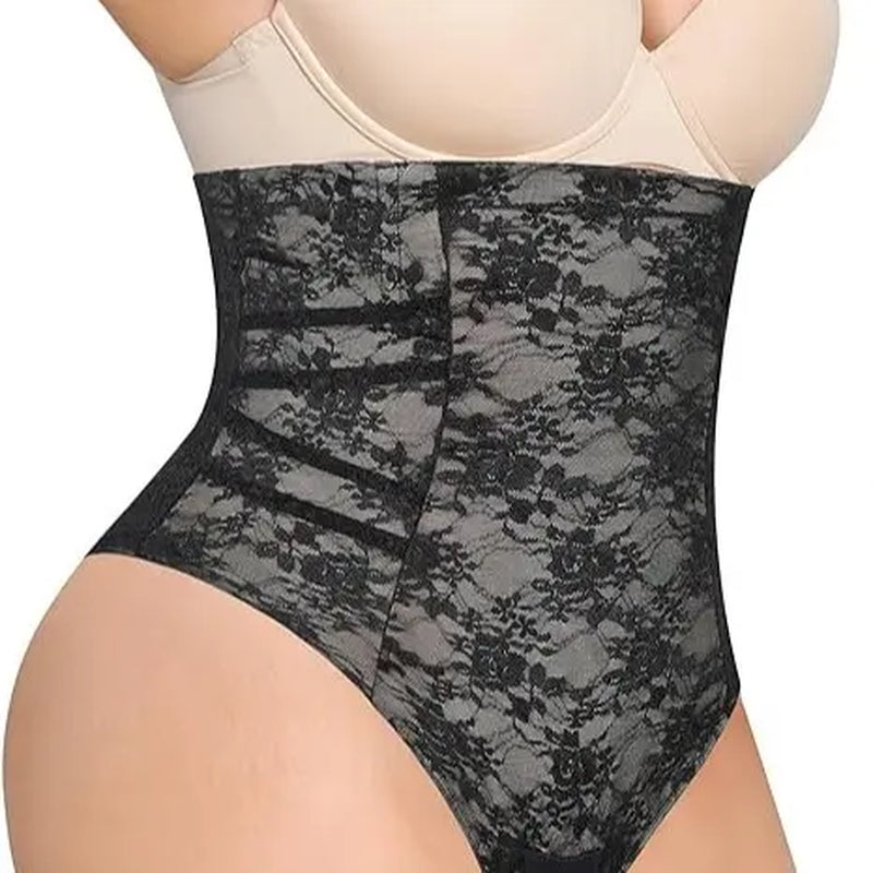 Feelingirl Tummy Control Shapewear for Women plus Size Strapless Thong Shapewear Wedding Underwear Black XS-3XL Comfort Lace