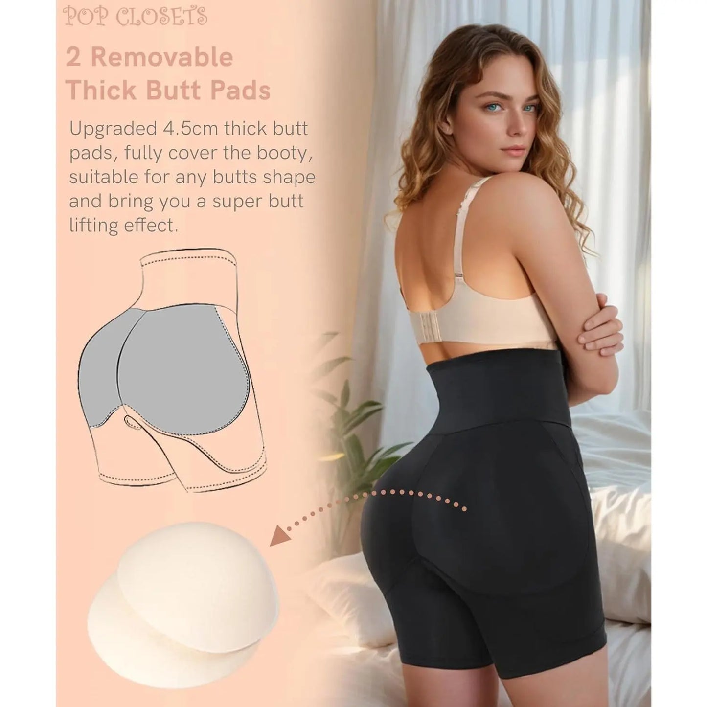 Hip Pads for Women Shapewear Butt Lifter Shaper with Butt Pads Hip Padded Shapewear Shorts Panties Sexy Womenswear Seamless Compression Lingerie Basic High Waisted Beige