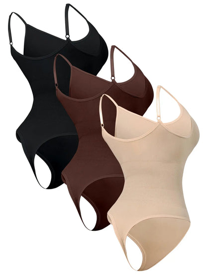 Women'S Solid Adjustable Strap Thong Design Shapewear Bodysuit, Minimalist Plain Spaghetti Strap Shapewear Clothing, Women'S Shapewear