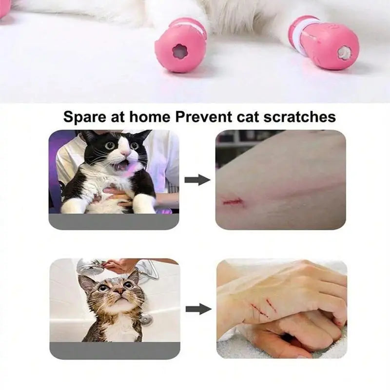 Cat Bathing Shoes - Set of 4 Pairs, Silicone Paw Protectors for Grooming Dogs and Cats - Safeguards Paws During Baths, Prevents Scratching, Safe and Reliable