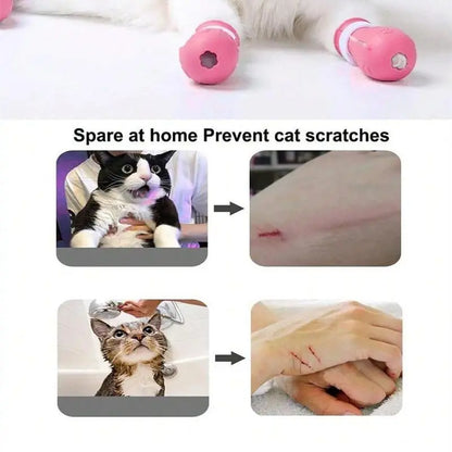 Cat Bathing Shoes - Set of 4 Pairs, Silicone Paw Protectors for Grooming Dogs and Cats - Safeguards Paws During Baths, Prevents Scratching, Safe and Reliable