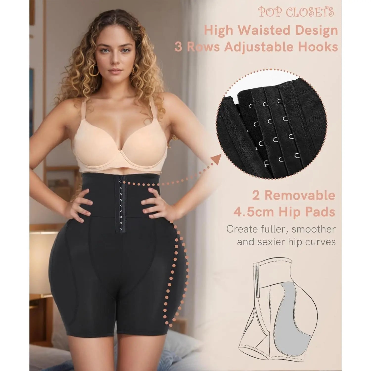 Hip Pads for Women Shapewear Butt Lifter Shaper with Butt Pads Hip Padded Shapewear Shorts Panties Sexy Womenswear Seamless Compression Lingerie Basic High Waisted Beige